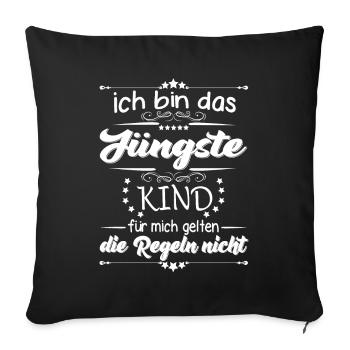 Family Children the youngest child - Sofa pillowcase 17,3'' x 17,3'' (45 x 45 cm) - black - Front