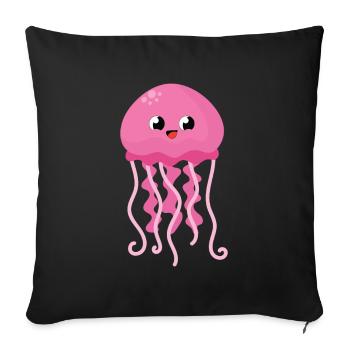 Kids Carton Kawaii Jellyfish Medusa Gift - Sofa pillowcase 17,3'' x 17,3'' (45 x 45 cm) - black - Front