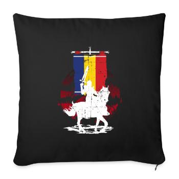 Romania flag knight - Sofa pillowcase 17,3'' x 17,3'' (45 x 45 cm) - black - Front
