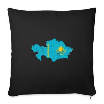 Kazakhstan Country Asia - Sofa pillowcase 17,3'' x 17,3'' (45 x 45 cm) - black - Front