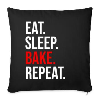 Mangez Sommeil Cuire Au Four Répéter Baker Cadeau - Housse de coussin décorative 45 x 45 cm - noir - Devant