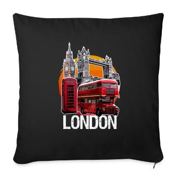 London double decker phone booth Big Ben Bridge - Sofa pillowcase 17,3'' x 17,3'' (45 x 45 cm) - black - Front