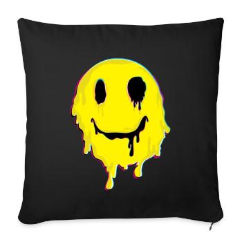 Trippy MDMA Smile Face Drogen Molly Geschenk - Sofakissenbezug 45 x 45 cm - Schwarz - Vorne