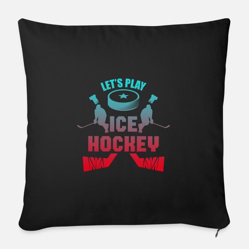 Eishockey Puck Mannschaft Verein - Sofakissenbezug 45 x 45 cm - Schwarz