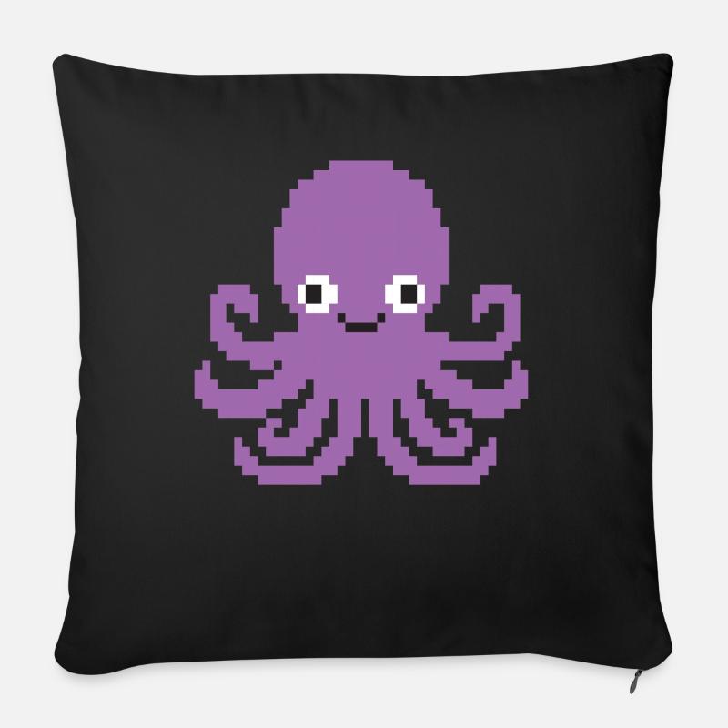 Retro 8-Bit Pixel Octopus Gamer Tintenfisch Ward Kalmar - Sofakissenbezug 45 x 45 cm - Schwarz
