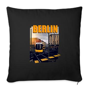 Berlin Bus Train Transport - Housse de coussin décorative 45 x 45 cm - noir - Devant