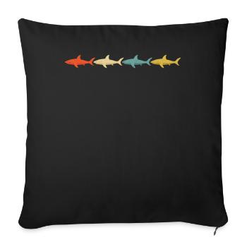70s 80s Vintage Sharks Retro Gift Shark - Sofa pillowcase 17,3'' x 17,3'' (45 x 45 cm) - black - Front