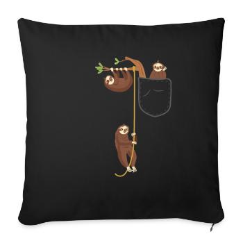 Animal de poche paresseux - Housse de coussin décorative 45 x 45 cm - noir - Devant