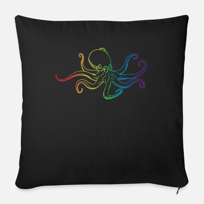 LGBT-Regenbogen-Krake Kraken Squid Ward Kalmar - Sofakissenbezug 45 x 45 cm - Schwarz