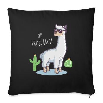 Funny Gift Lama No Problama Cactus Design - Sofakissenbezug 45 x 45 cm - Schwarz - Vorne