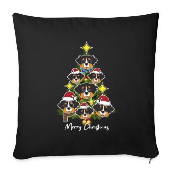 Bernese Mountain Dog Christmas Tree Gift - Sofa pillowcase 17,3'' x 17,3'' (45 x 45 cm) - black - Front