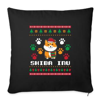 Shiba Inu Ugly Christmas Strickmuster Geschenk - Sofakissenbezug 45 x 45 cm - Schwarz - Vorne