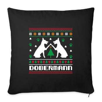 Ugly Christmas Doberman Christmas knitting pattern - Sofa pillowcase 17,3'' x 17,3'' (45 x 45 cm) - black - Front