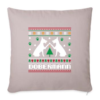 Ugly Christmas Doberman Christmas knitting pattern - Sofa pillowcase 17,3'' x 17,3'' (45 x 45 cm) - light taupe - Front