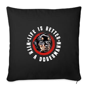 Doberman puppy - Sofa pillowcase 17,3'' x 17,3'' (45 x 45 cm) - black - Front