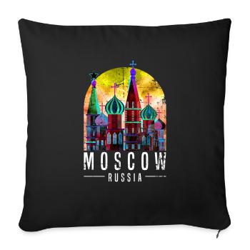 Moscow, Russia - Sofa pillowcase 17,3'' x 17,3'' (45 x 45 cm) - black - Front