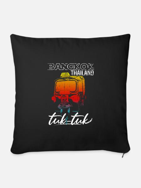 Bangkok Thaïlande Tuk Tuk - Housse de coussin décorative 45 x 45 cm - noir