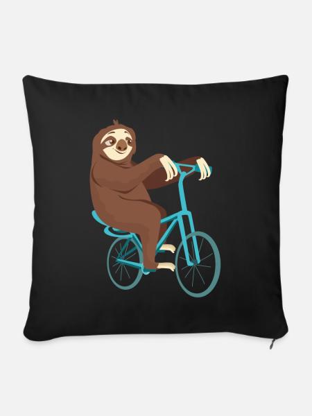 Radfahren Faultier Fahrrad Radfahren Radfahrer Geschenk Faultier - Sofakissenbezug 45 x 45 cm - Schwarz