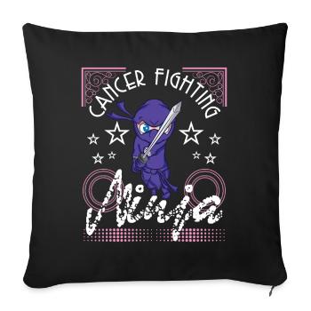 Cadeau de survivant du cancer - Ninja qui combat le cancer - Housse de coussin décorative 45 x 45 cm - noir - Devant