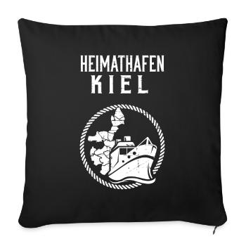 Heimathafen Kiel Kieler Küste - Sofakissenbezug 45 x 45 cm - Schwarz - Vorne