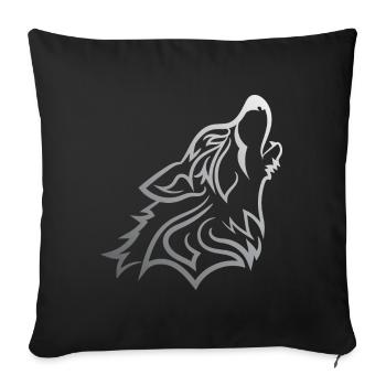 Howling Wolf - Funny Graphic Silvered Wolf Design - Sofakissenbezug 45 x 45 cm - Schwarz - Vorne