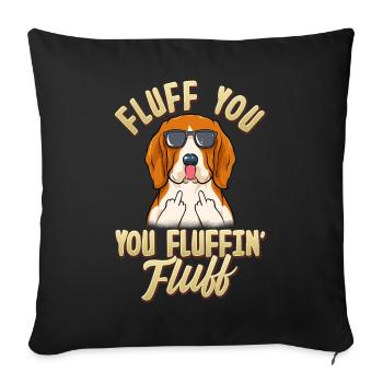 Vilain chien beagle doigt du milieu vous baise - Housse de coussin décorative 45 x 45 cm - noir - Devant