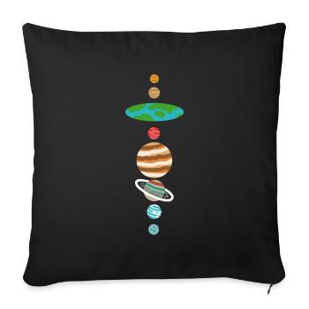 Flat Earth Solar System Flat Earth - Sofa pillowcase 17,3'' x 17,3'' (45 x 45 cm) - black - Front