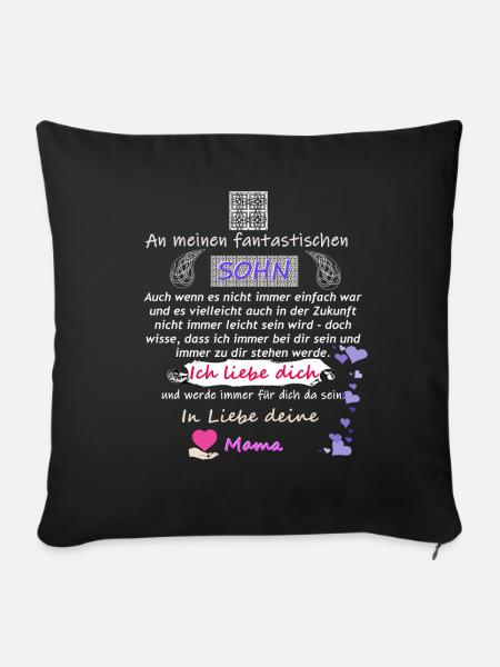Fantastischer Sohn - Mama Spruch - Sofakissenbezug 45 x 45 cm - Schwarz
