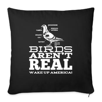 Birds Aren't Real - Sofa pillowcase 17,3'' x 17,3'' (45 x 45 cm) - black - Front