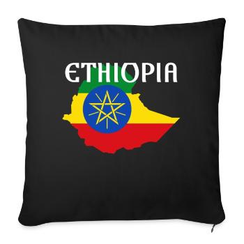 Ethiopia Flag Habesha Map Proud Africa - Sofa pillowcase 17,3'' x 17,3'' (45 x 45 cm) - black - Front