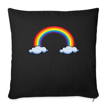 Arc-en-ciel avec nuages | arc en ciel - Housse de coussin décorative 45 x 45 cm - noir - Devant