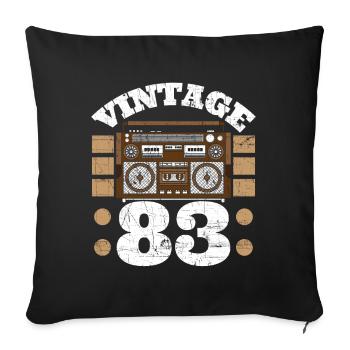 Vintage 83 - conception de lecteur de cassette - Housse de coussin décorative 45 x 45 cm - noir - Devant