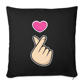 K-Pop Hand Symbol Kpop Heart Korean Love Music - Housse de coussin décorative 45 x 45 cm - noir - Devant