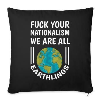 Funny saying against right nationalism - Sofa pillowcase 17,3'' x 17,3'' (45 x 45 cm) - black - Front