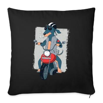 Rocker teckel sur cadeau de motard moto 1187 - Housse de coussin décorative 45 x 45 cm - noir - Devant