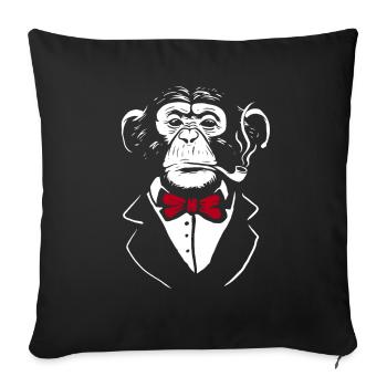 Singe drôle avec un costume pour les singes et les amoureux des animaux - Housse de coussin décorative 45 x 45 cm - noir - Devant