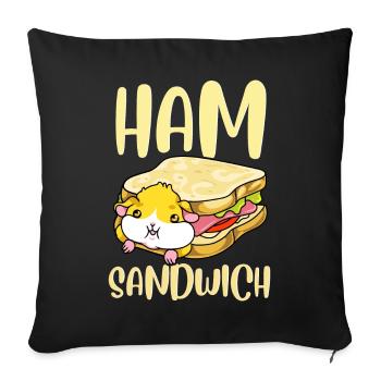 Sandwich au jambon idée cadeau hamster - Housse de coussin décorative 45 x 45 cm - noir - Devant