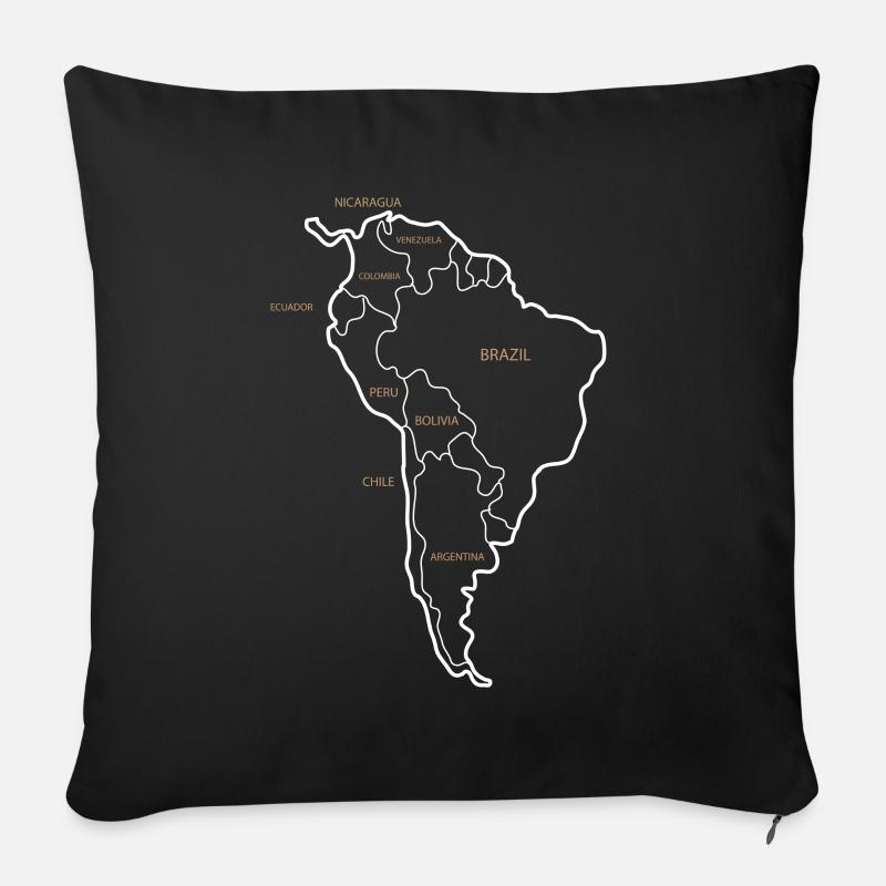 Moderne Landkarte von Südamerika - Sofakissenbezug 45 x 45 cm - Schwarz
