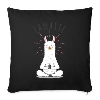 Llamaste | Lama kawaii | Yoga Namaste Alpaca - Housse de coussin décorative 45 x 45 cm - noir - Devant