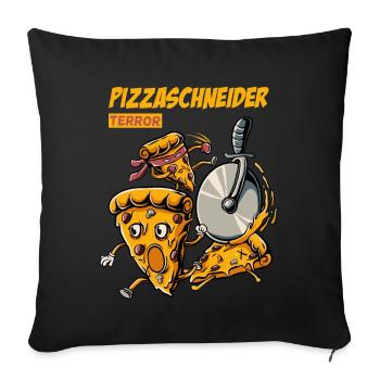 Lustiges Pizza Shirt | Pizzaschneider | Pizza Fan - Sofakissenbezug 45 x 45 cm - Schwarz - Vorne