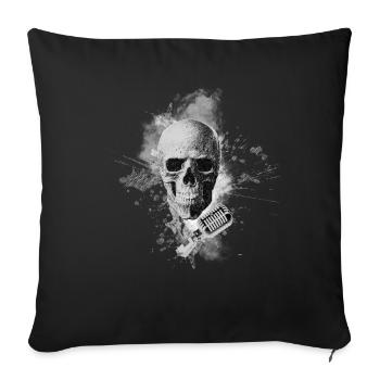 Musician skull microphone singer singer singing - Sofa pillowcase 17,3'' x 17,3'' (45 x 45 cm) - black - Front
