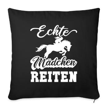 Vraies filles équitation cheval sort équestre - Housse de coussin décorative 45 x 45 cm - noir - Devant