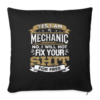 Mécanicien Non, je ne réparerai pas ta merde gratuitement - Housse de coussin décorative 45 x 45 cm - noir - Devant