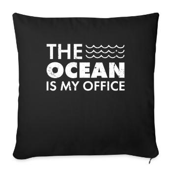 Cadeau de biologie marine L'océan est mon bureau Marine - Housse de coussin décorative 45 x 45 cm - noir - Devant