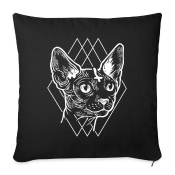 Cadeau rétro de chat gothique e-girl e-boy satan - Housse de coussin décorative 45 x 45 cm - noir - Devant