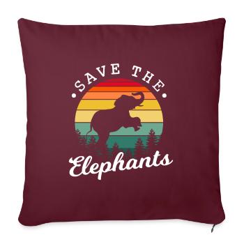 Save the elephants - Sofa pillowcase 17,3'' x 17,3'' (45 x 45 cm) - burgundy - Front