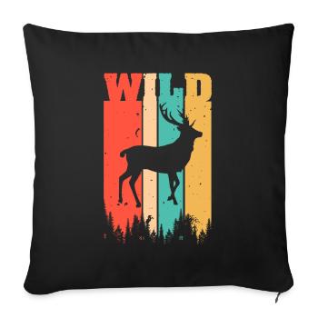 Cerf sauvage - Housse de coussin décorative 45 x 45 cm - noir - Devant