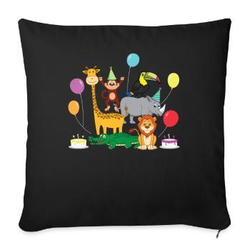 Birthday Zoo Animals Kindergarten Party Gift - Sofa pillowcase 17,3'' x 17,3'' (45 x 45 cm) - black - Front