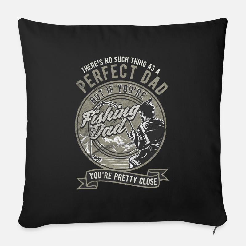 Papa pêcheur - Housse de coussin décorative 45 x 45 cm - noir
