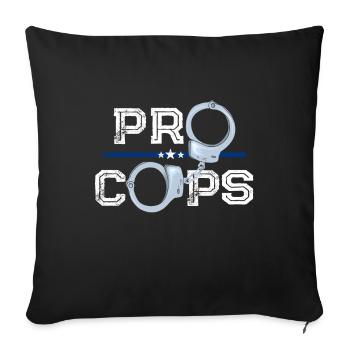 Pro Cops Blue Line Polizei Polizist Polizistin - Sofakissenbezug 45 x 45 cm - Schwarz - Vorne